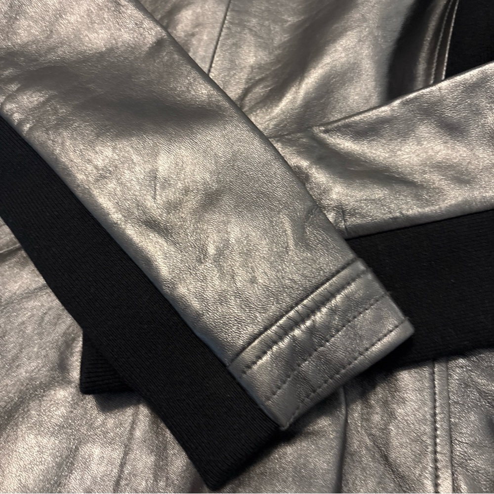 Trouve Soft Leather Moto Jacket Gunmetal Gray Stretch Women SZ Med Asymmetrical - Picture 14 of 16